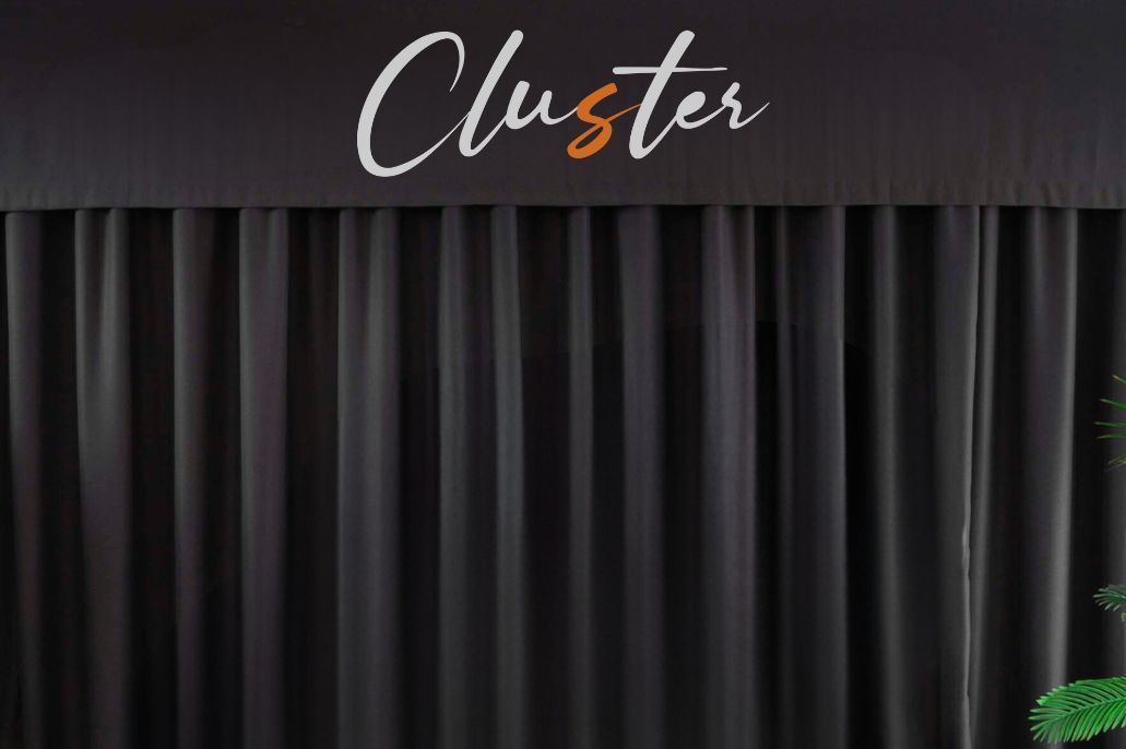Sipario con logo Scuola di musica Cluster